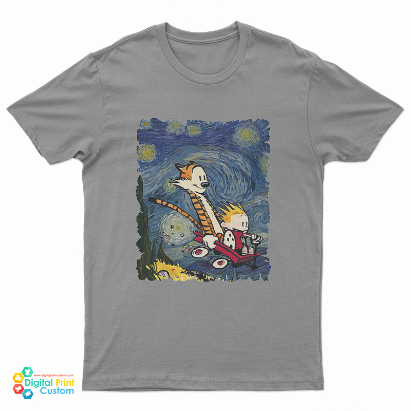 Calvin And Hobbes Van Gogh Starry Night T-Shirt