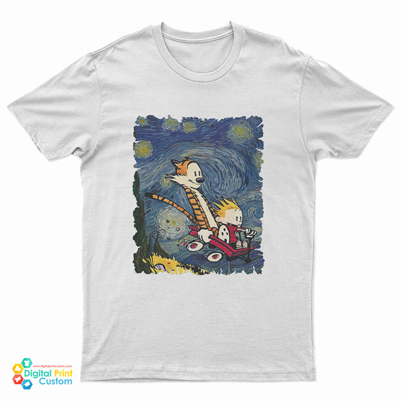 Calvin And Hobbes Van Gogh Starry Night T-Shirt