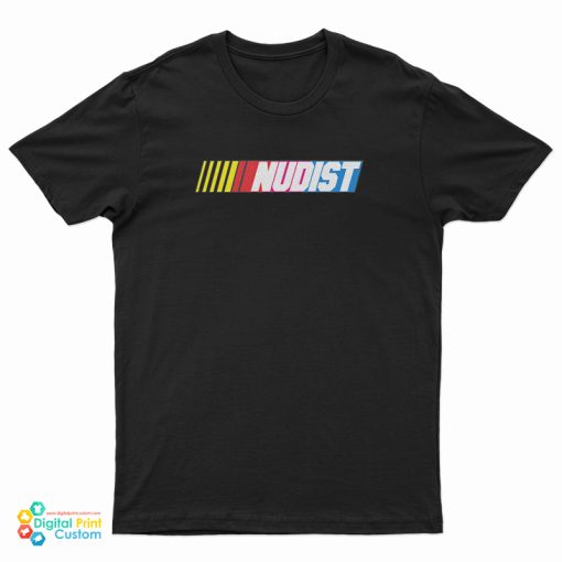 Nudist Pride Naturist Naked Nascar Racing Logo Parody T-Shirt