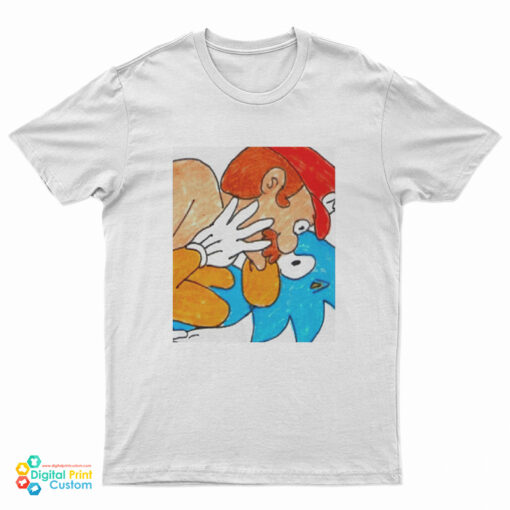Super Mario Kiss Sonic Funny Art T-Shirt