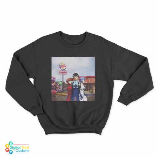Rei Asuka Shinji Neon Genesis Evangelion Burger King Meme Sweatshirt