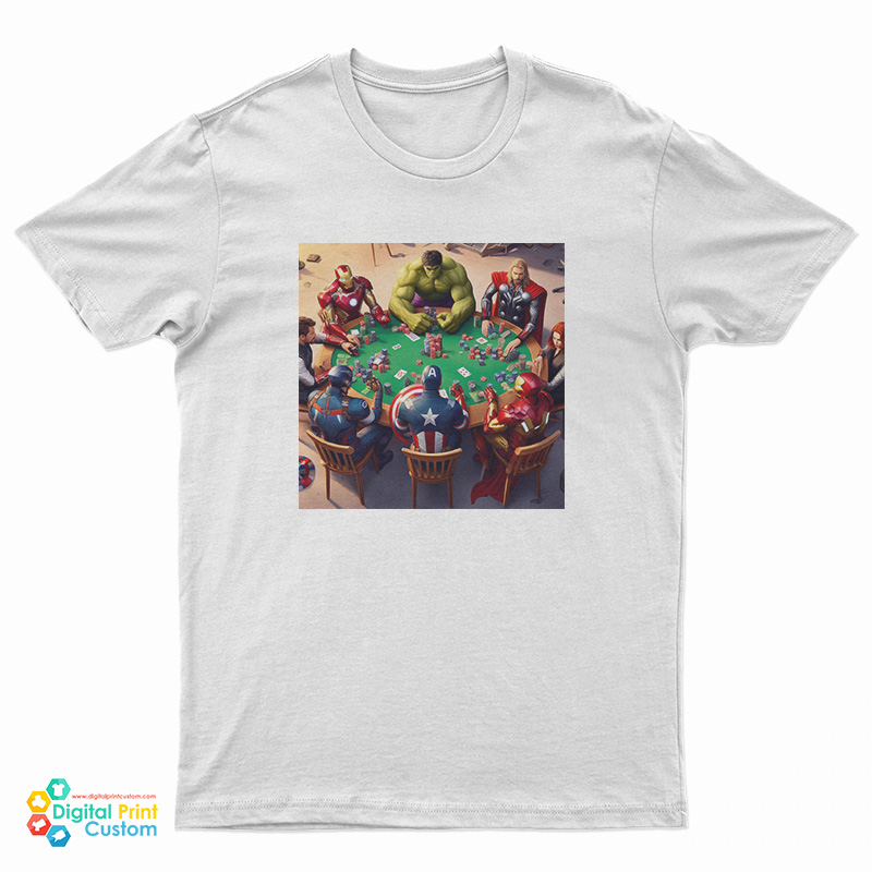 Marvel Characters Playing Poker T-Shirt
