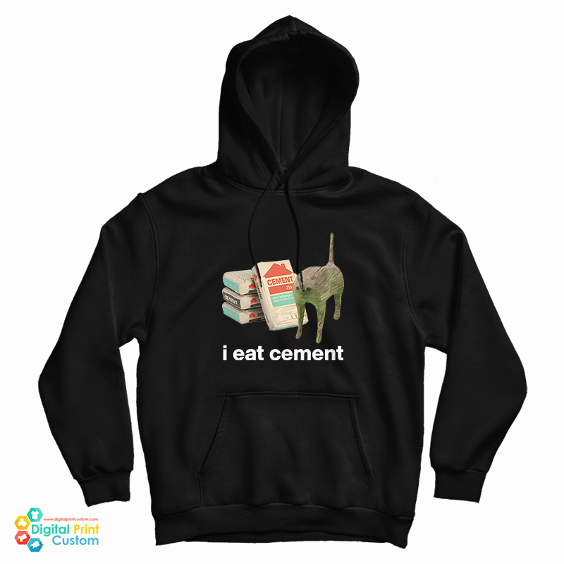 I Eat Cement Cursed Cat Funny Hoodie