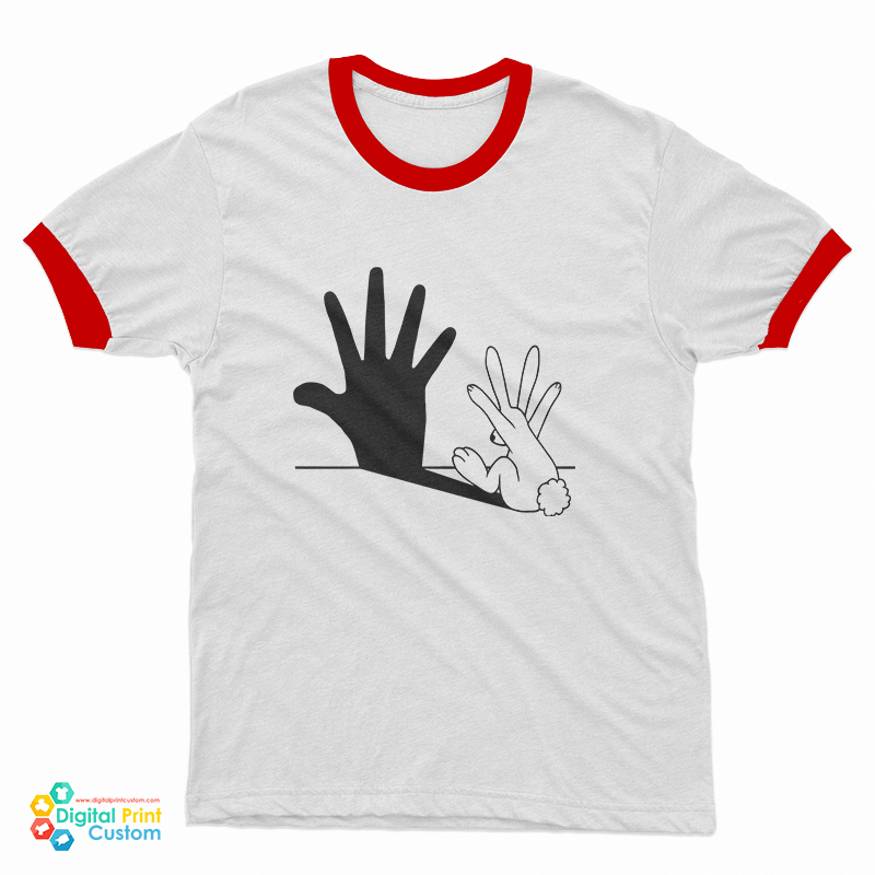 Rabbit Hand Shadow Ringer T-Shirt