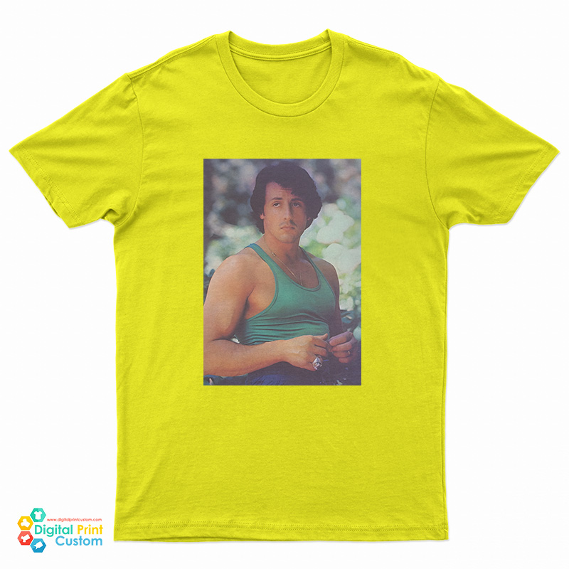 1977 Sylvester Stallone In Green Tank Top T-Shirt