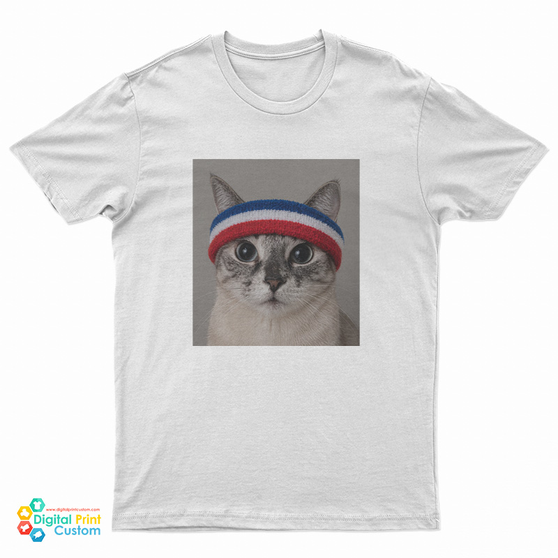 Cat With Terry Heaband T-Shirt