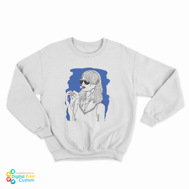 Midnight Blue Muse Beautiful Girl Illustration Sweatshirt
