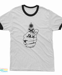 Hand Holding a Handgun Ringer T-Shirt