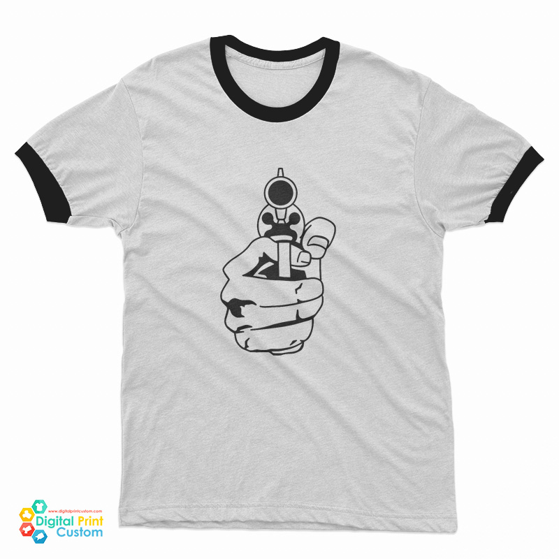 Hand Holding a Handgun Ringer T-Shirt