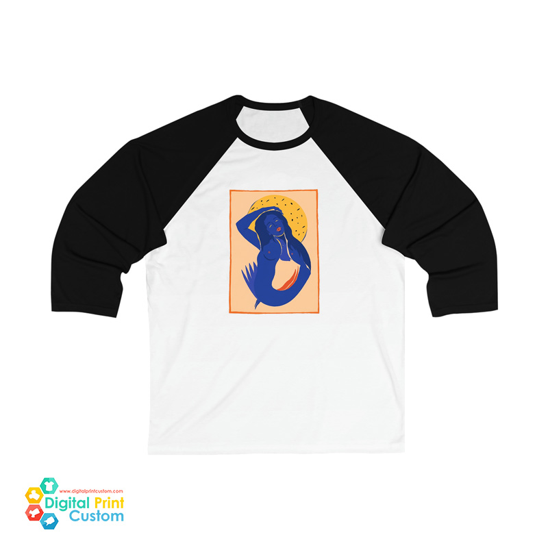 Woman and Moon 3/4 Sleeve Baseball T-Shirt