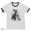 Vintage Witch And Cat Halloween Ringer T-Shirt